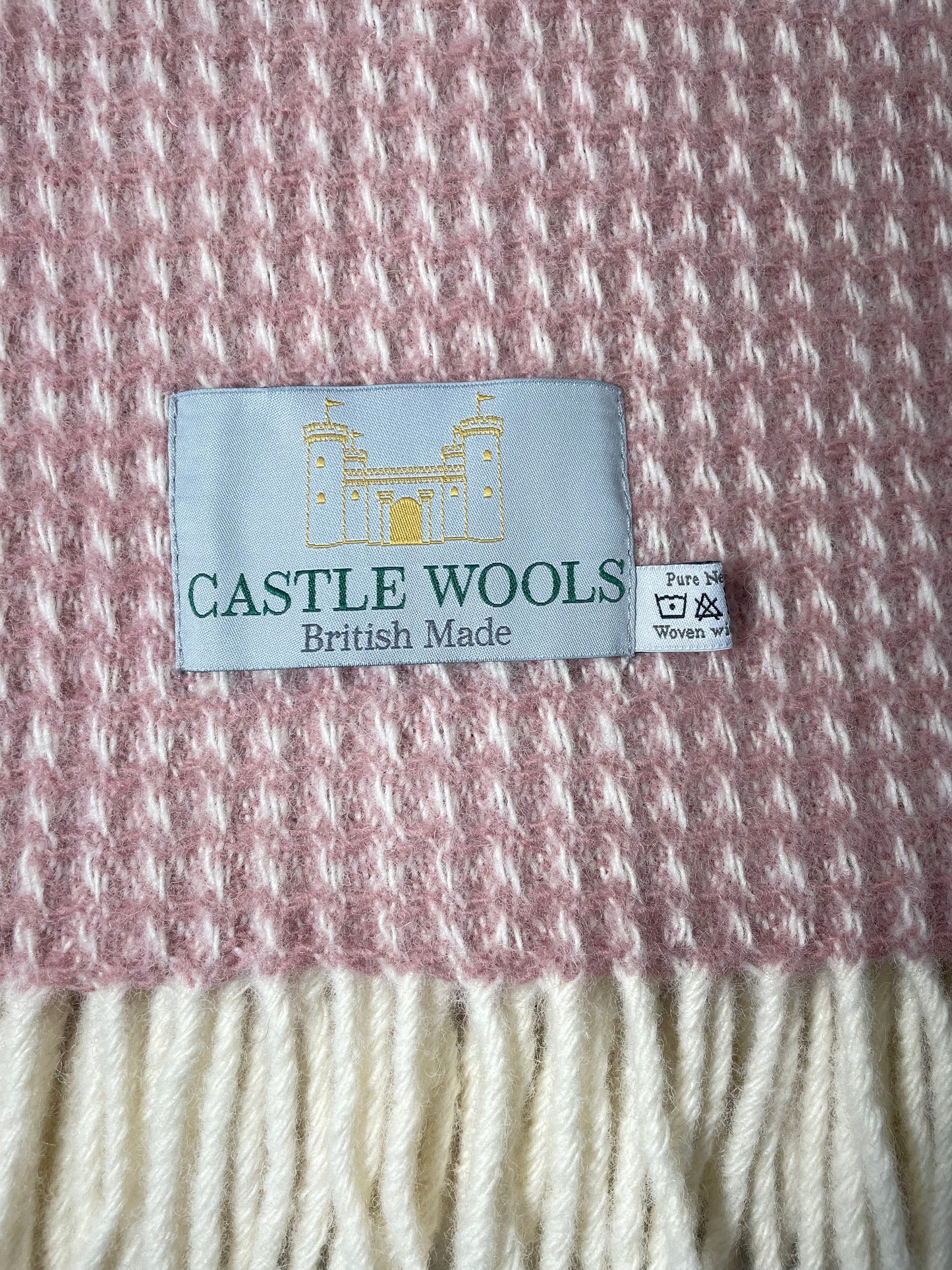 Pale Rose Waffle Wool Throw