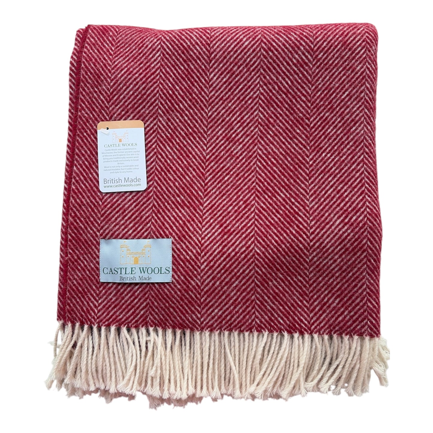 Red Herringbone Wool Throw