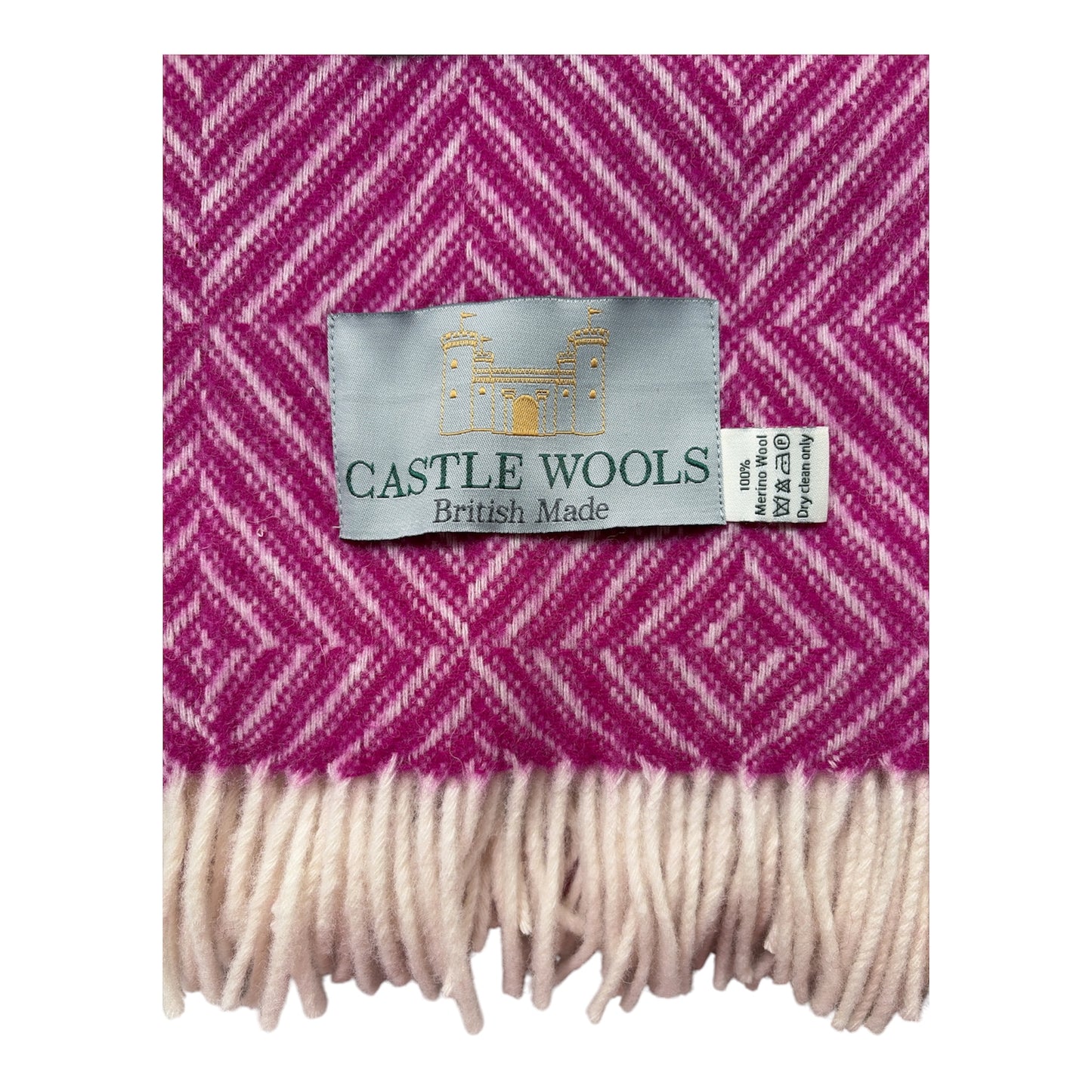 Diamond weave fuchsia Pure Merino Throw