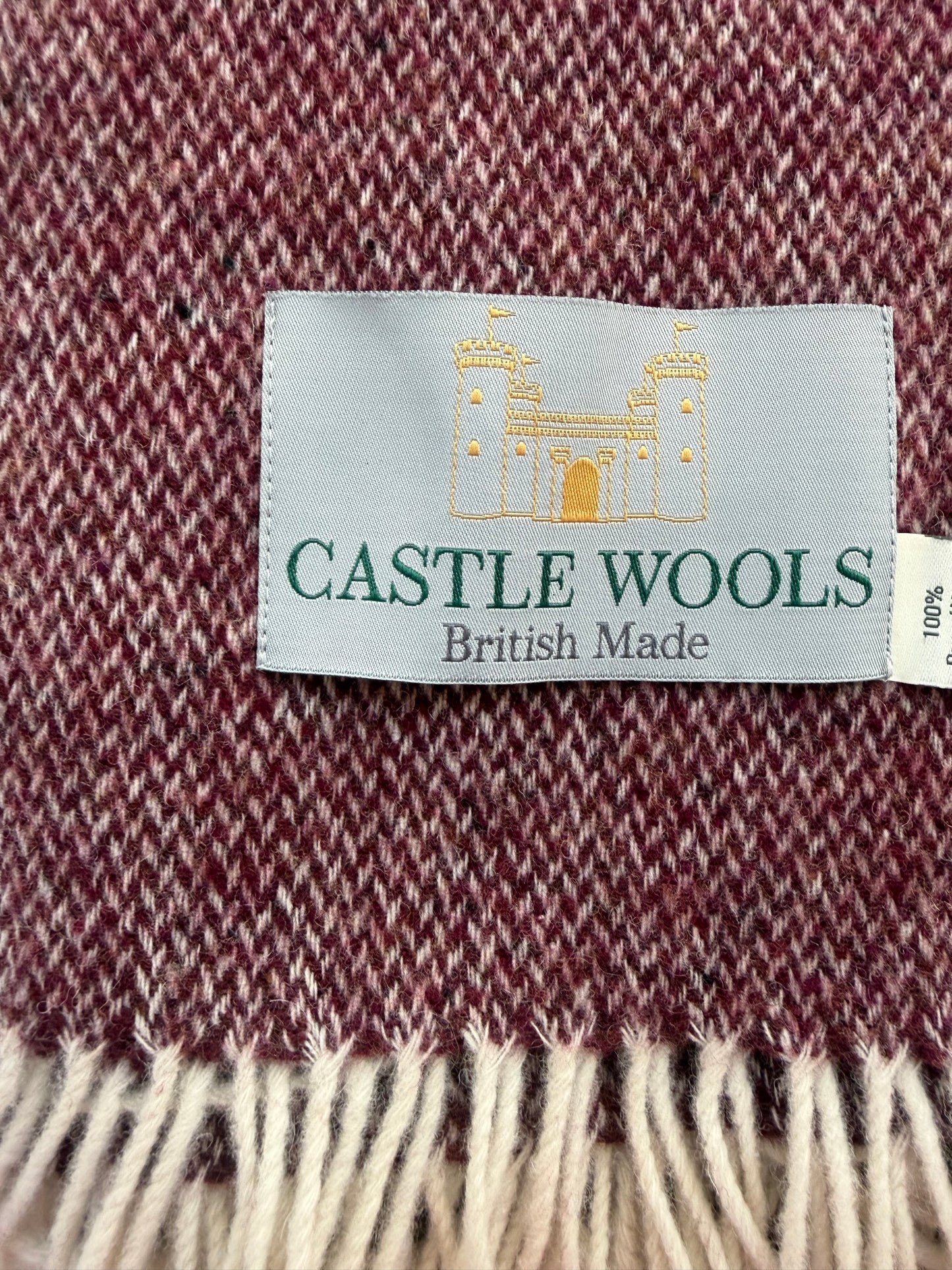 Burgundy X/L Herringbone Wool Throw