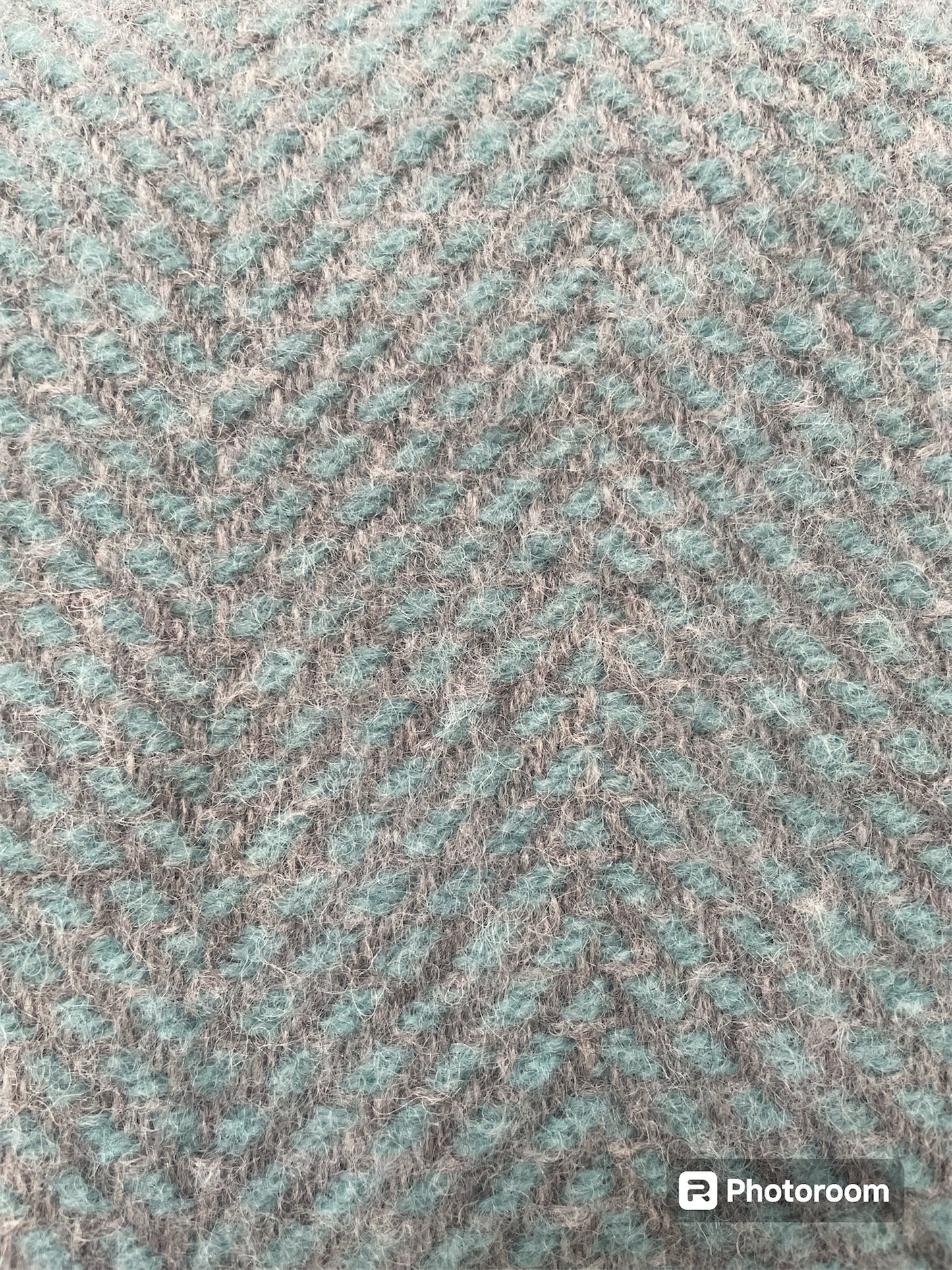 Laurel Green, Grey and Silver Herringbone Throw