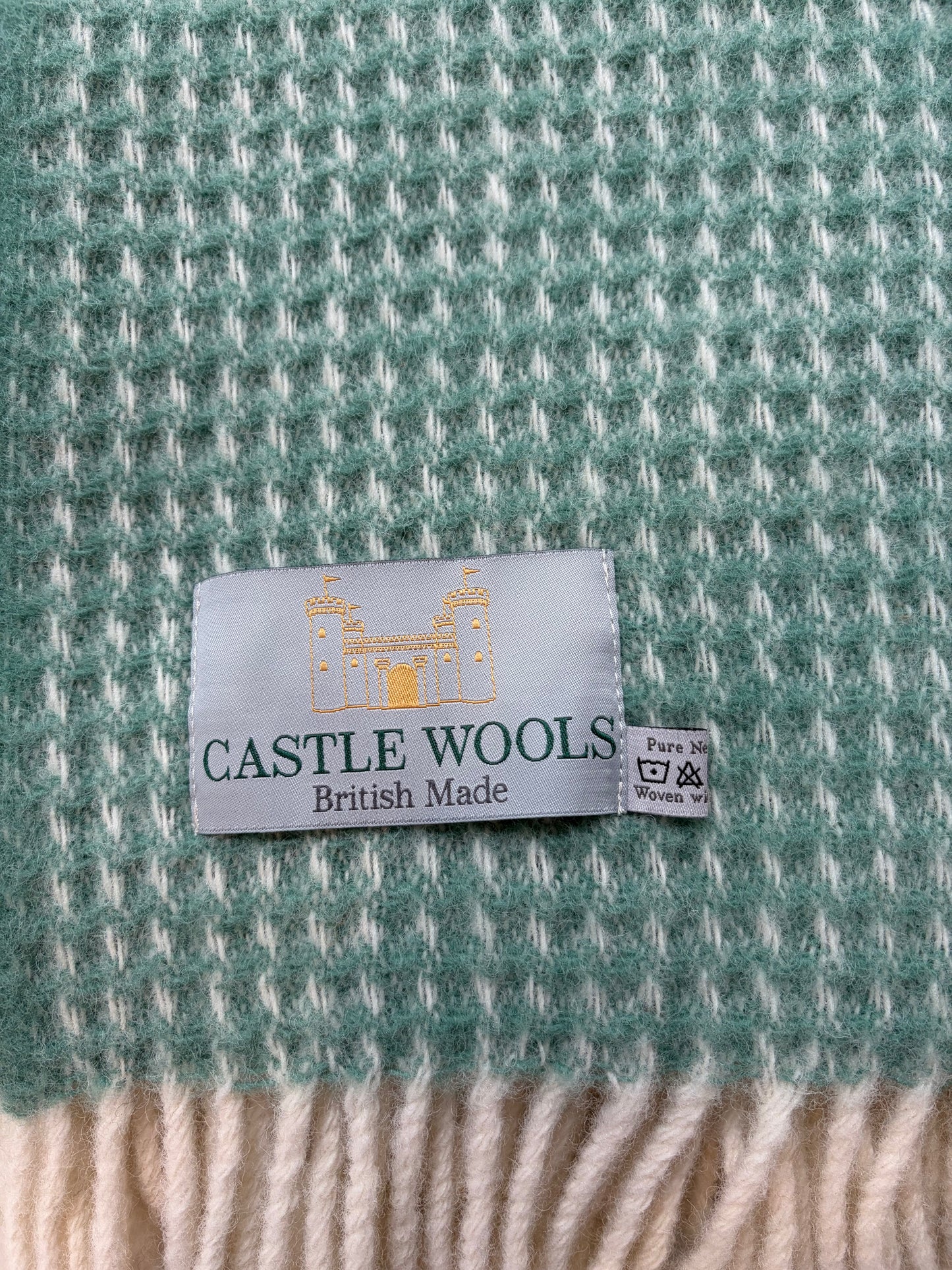 Sea Green Waffle Wool Throw