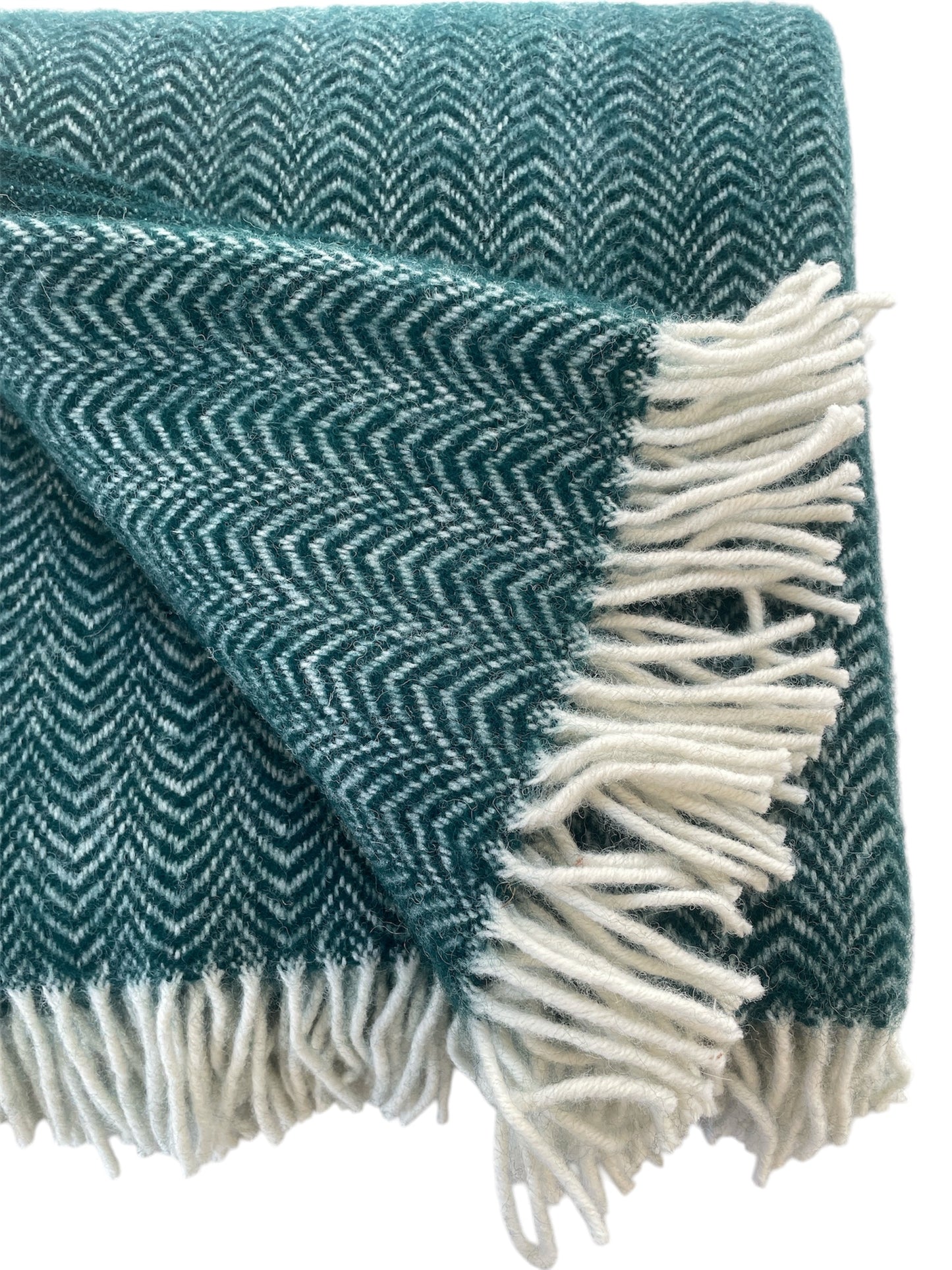 Emerald & Cream Wool Throw