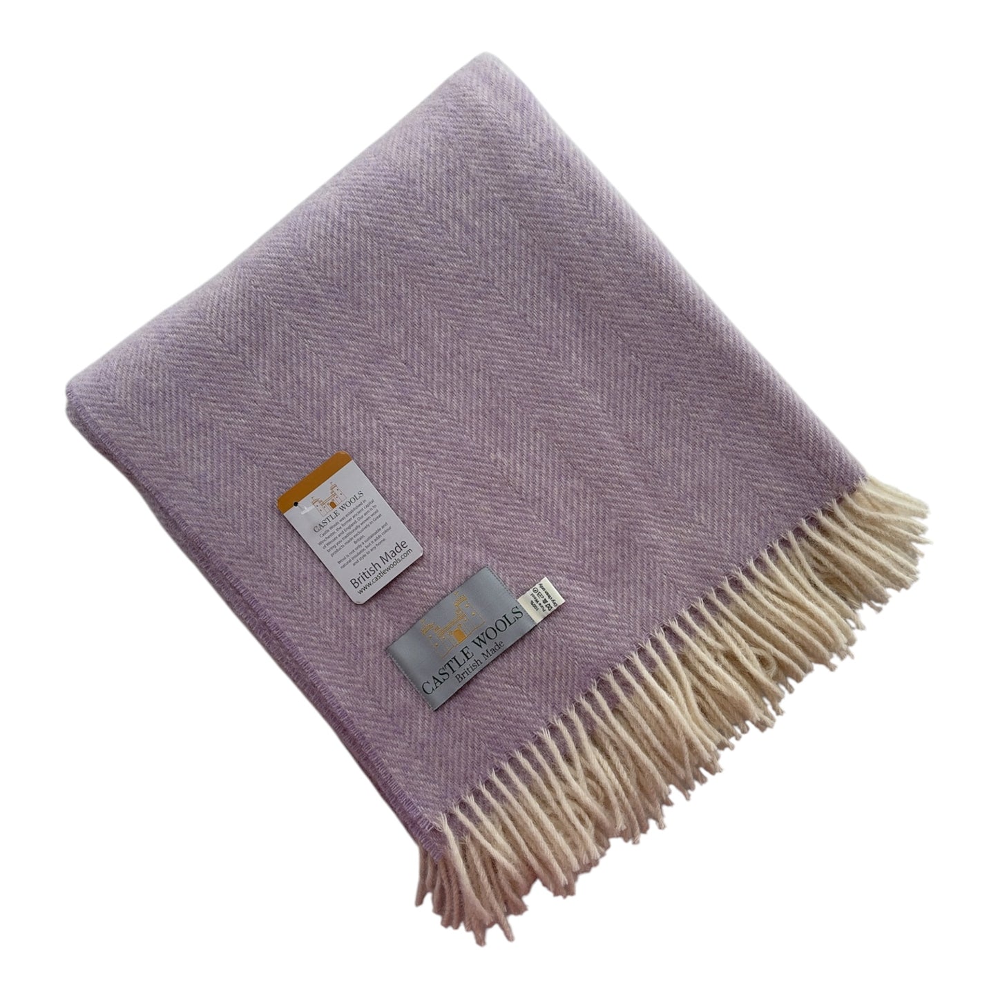 Lilac Herringbone Wool Throw