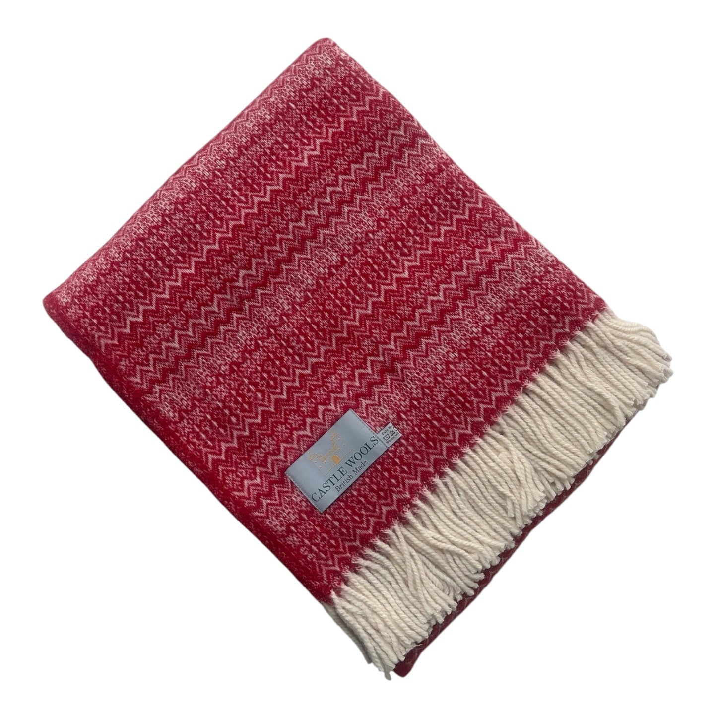 Red Fair Isles inspired X/L Wool Throw