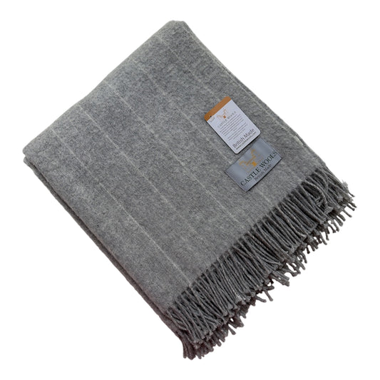 Light grey pinstripe Merino Throw