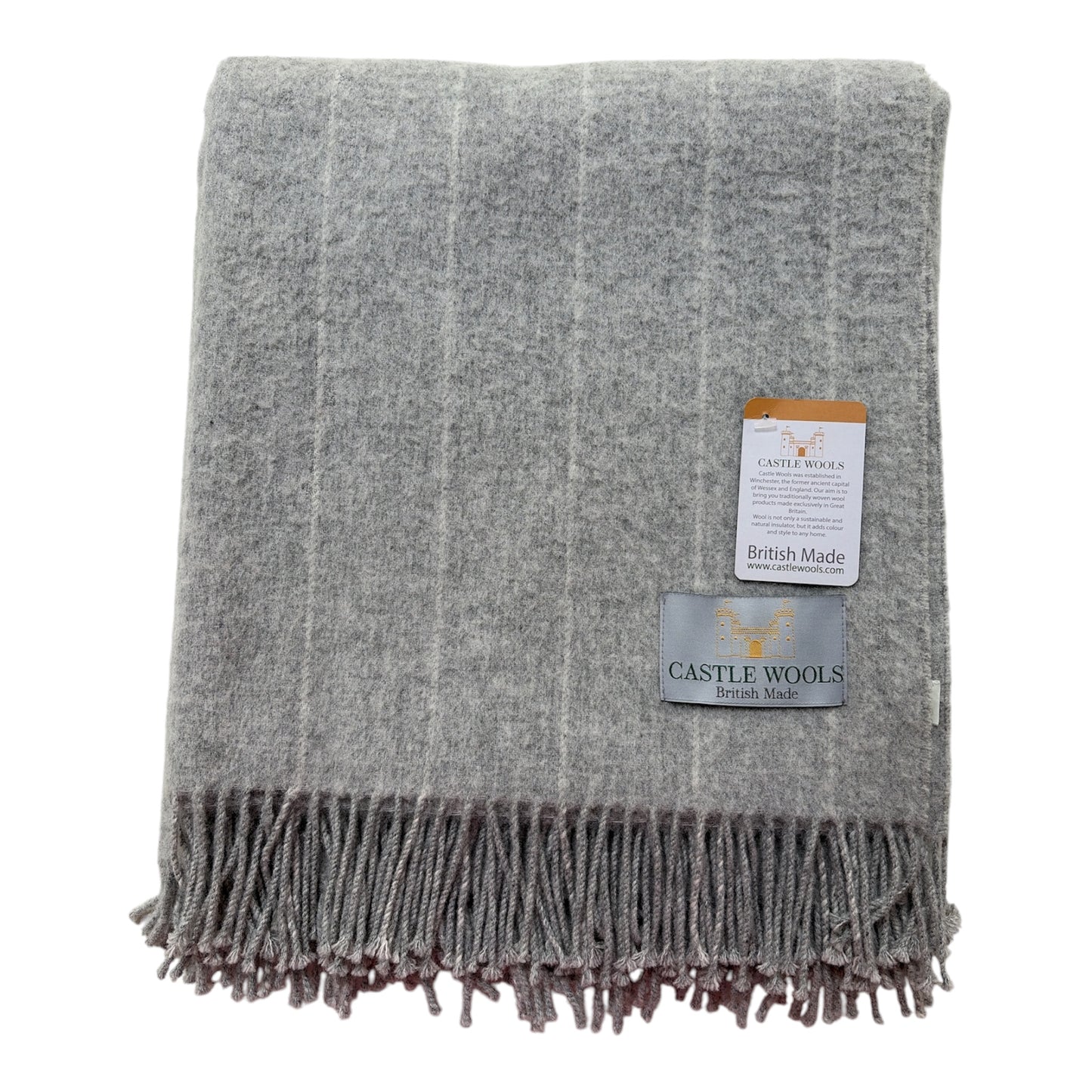 Light grey pinstripe Merino Throw