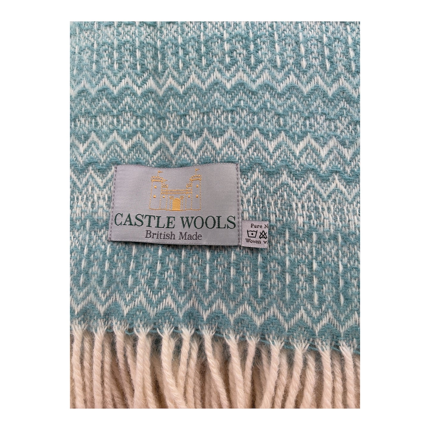 Spearmint Fair Isles inspired X/L Wool Throw