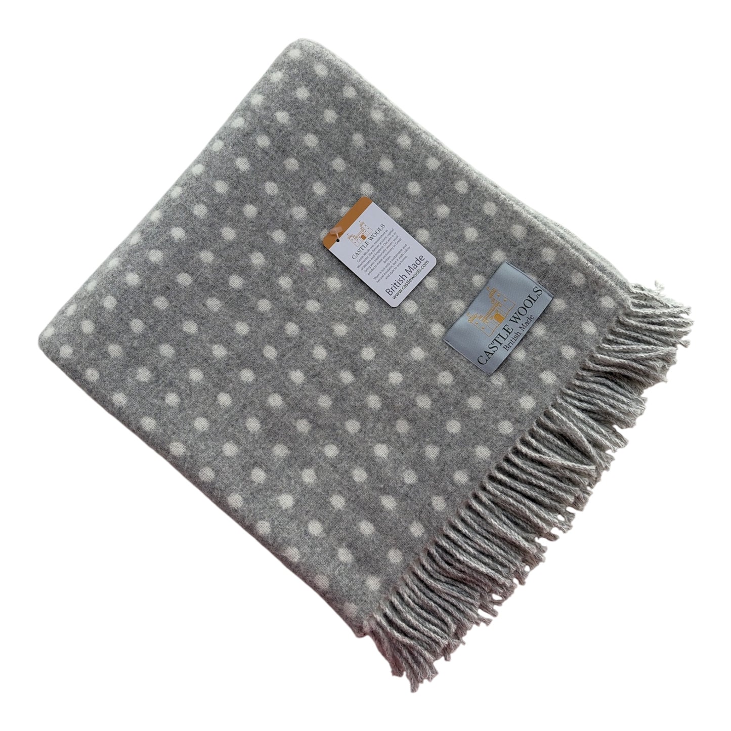 Polka Dot Silver Grey & Cream Merino Throw