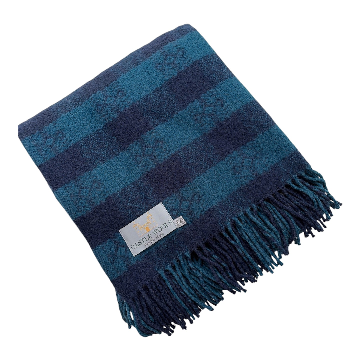 Two tone blue check Wool Throw