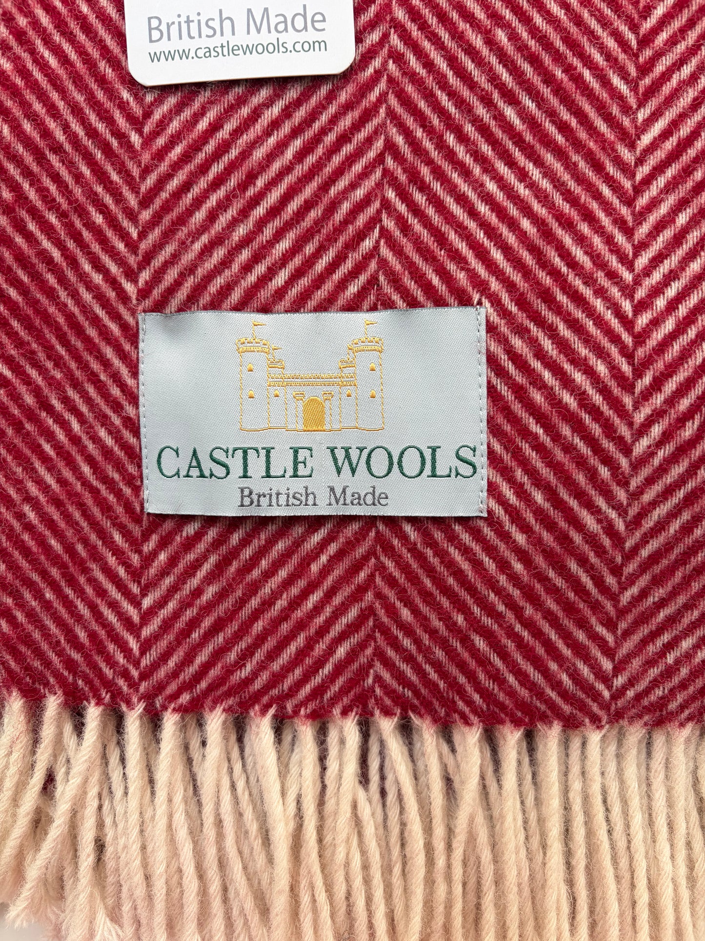 Red Herringbone Wool Throw