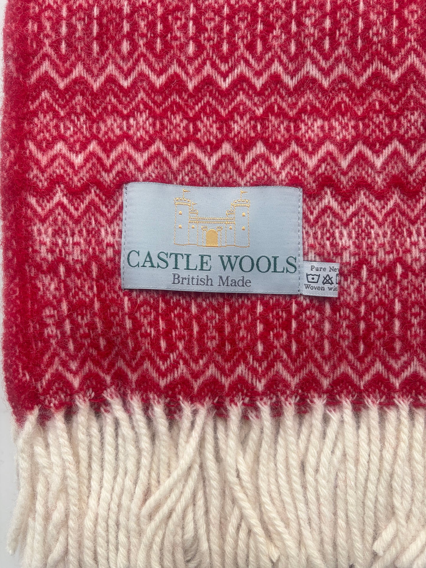 Red Fair Isles inspired X/L Wool Throw