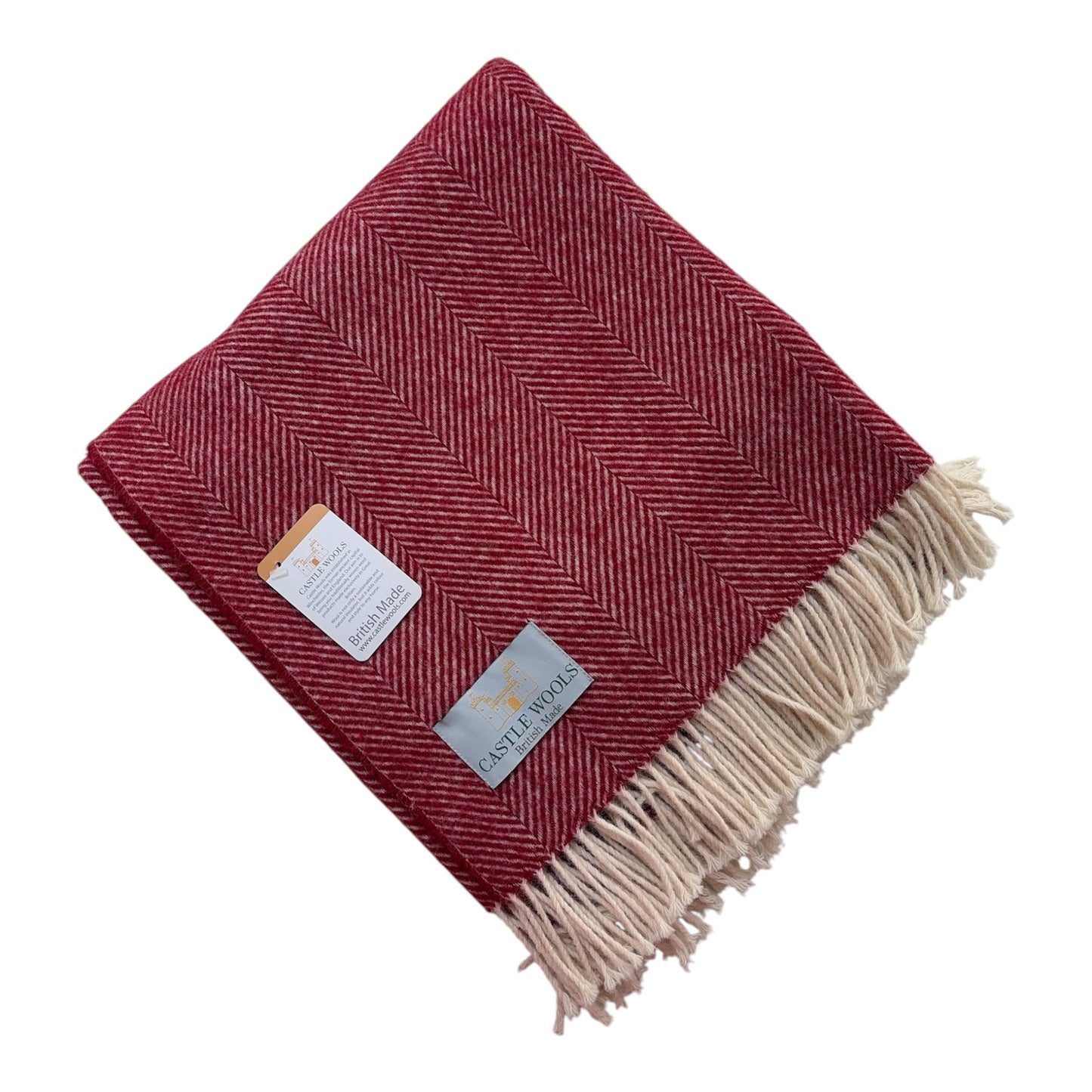 Red Herringbone Wool Throw