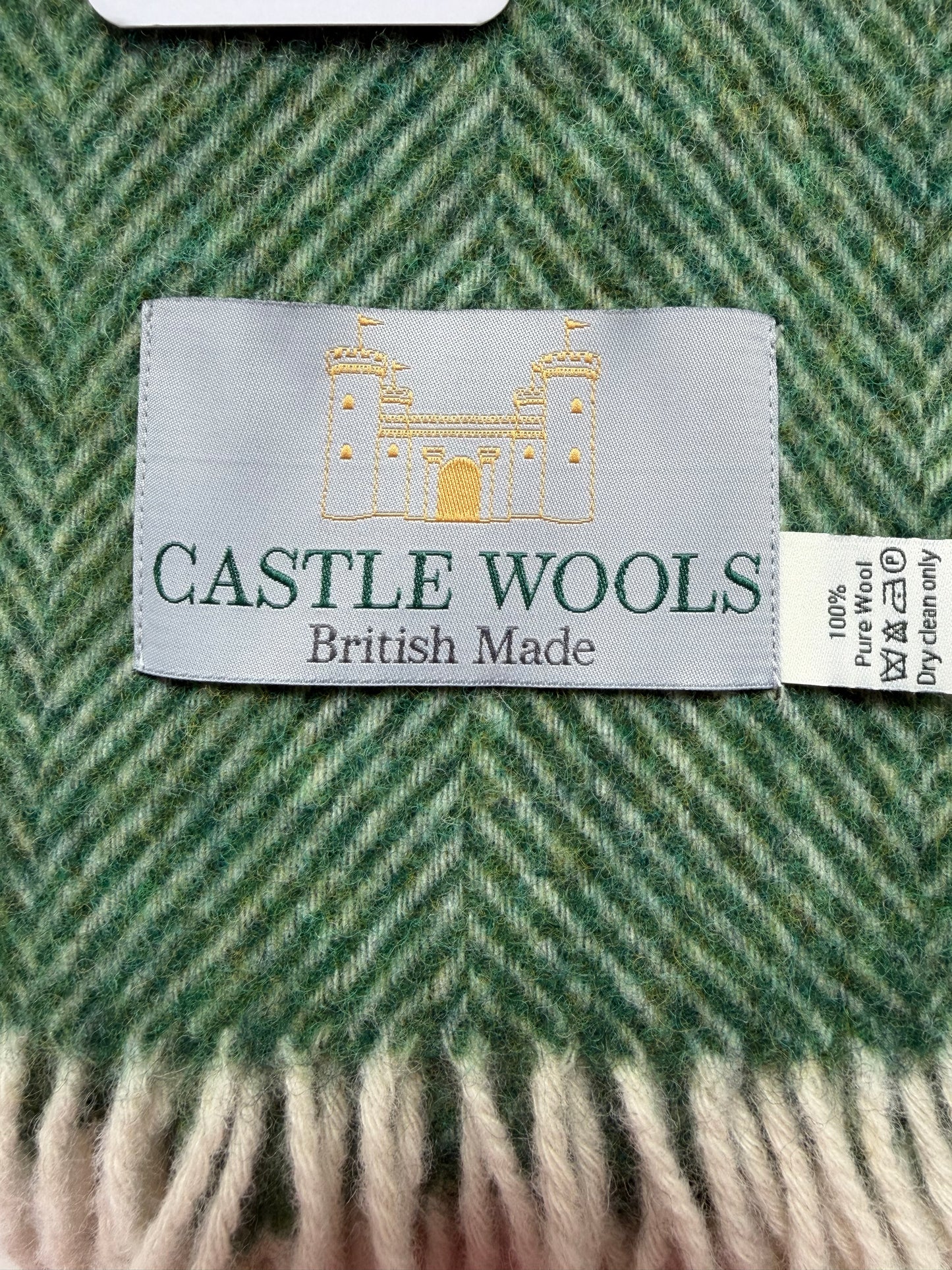 Grass Green Herringbone Wool Throw