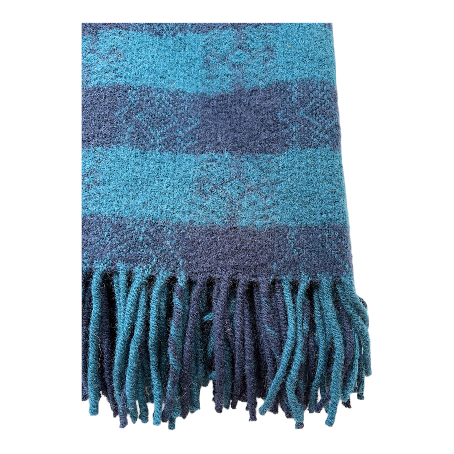 Two tone blue check Wool Throw