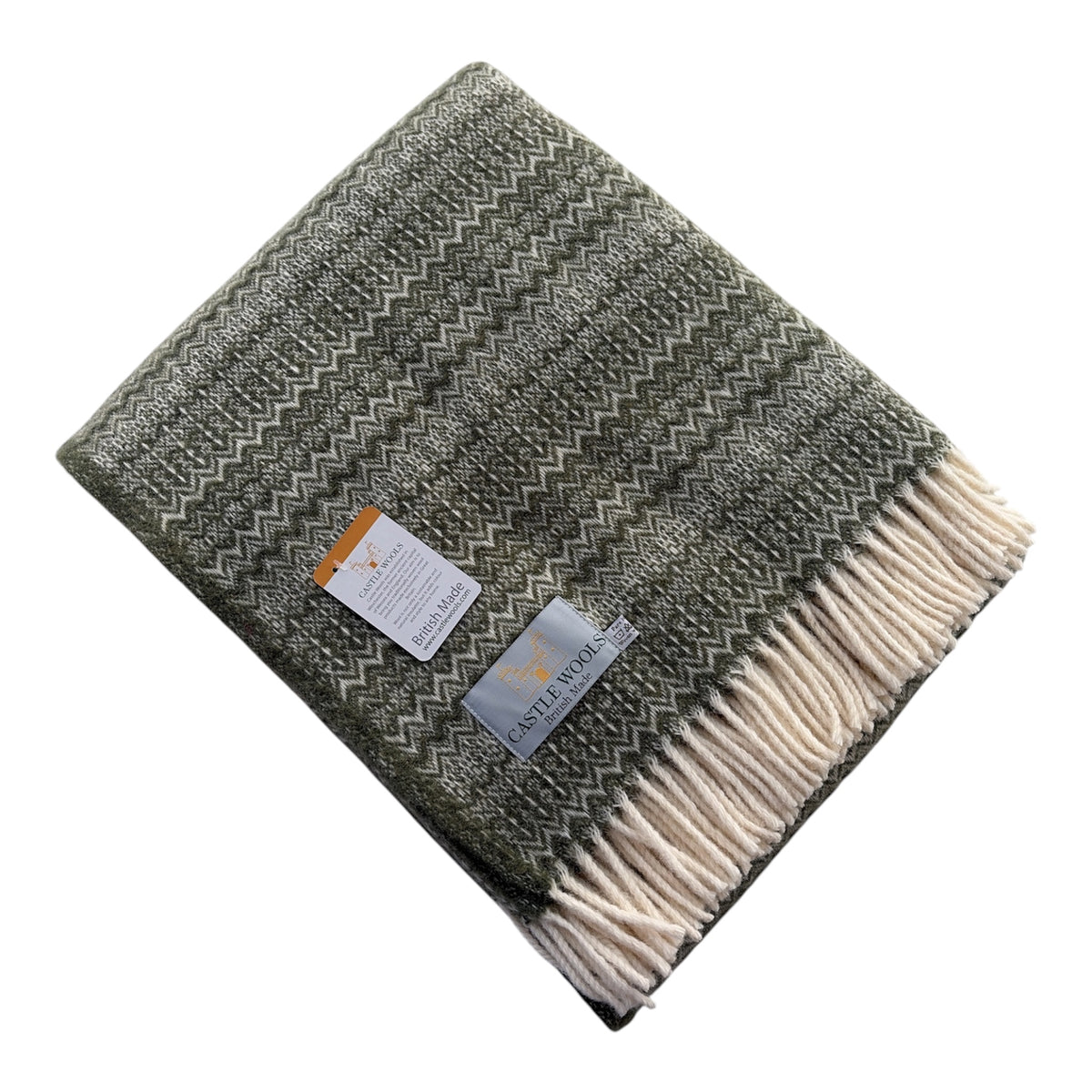 Sage Fair Isles inspired X/L Wool Throw