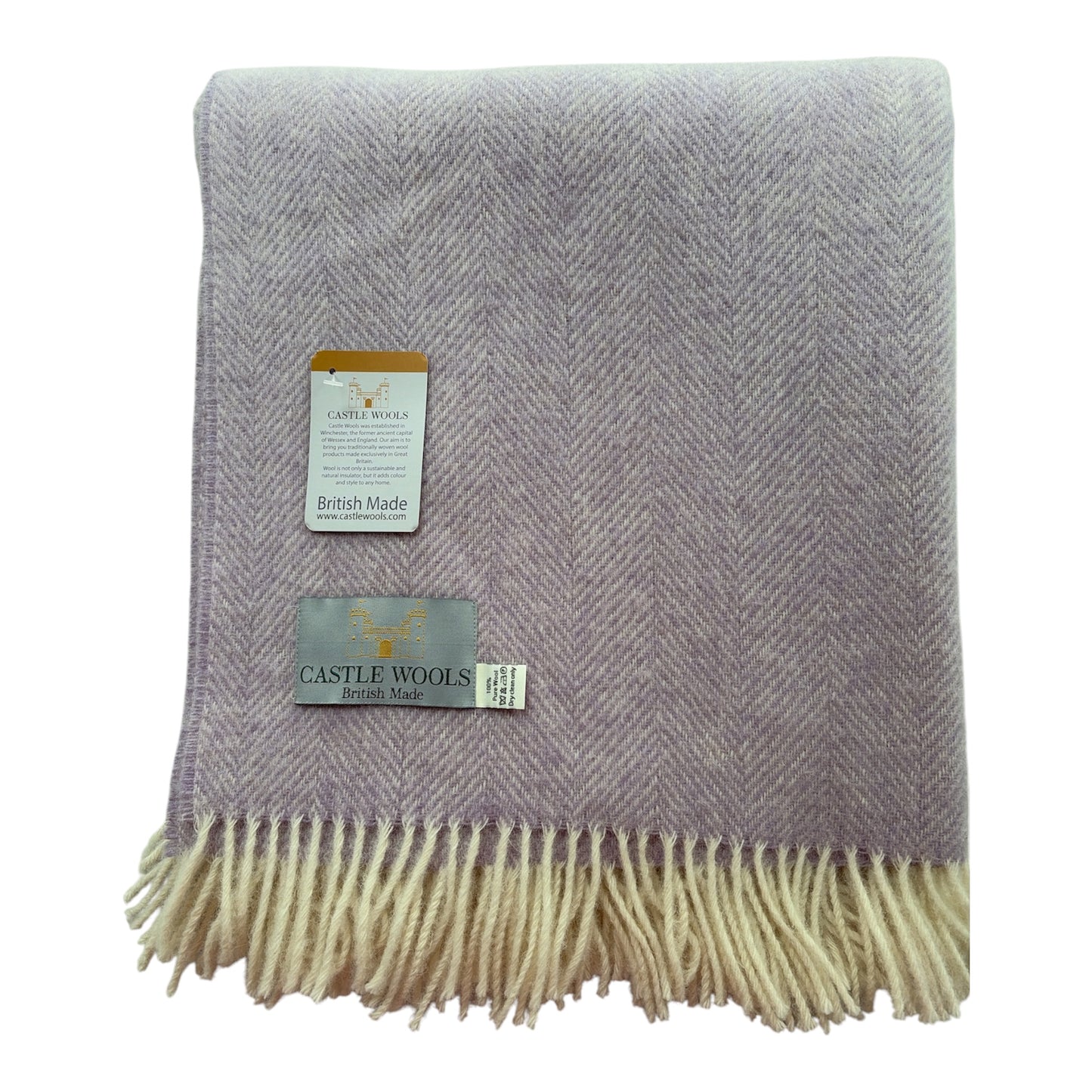 Lilac Herringbone Wool Throw