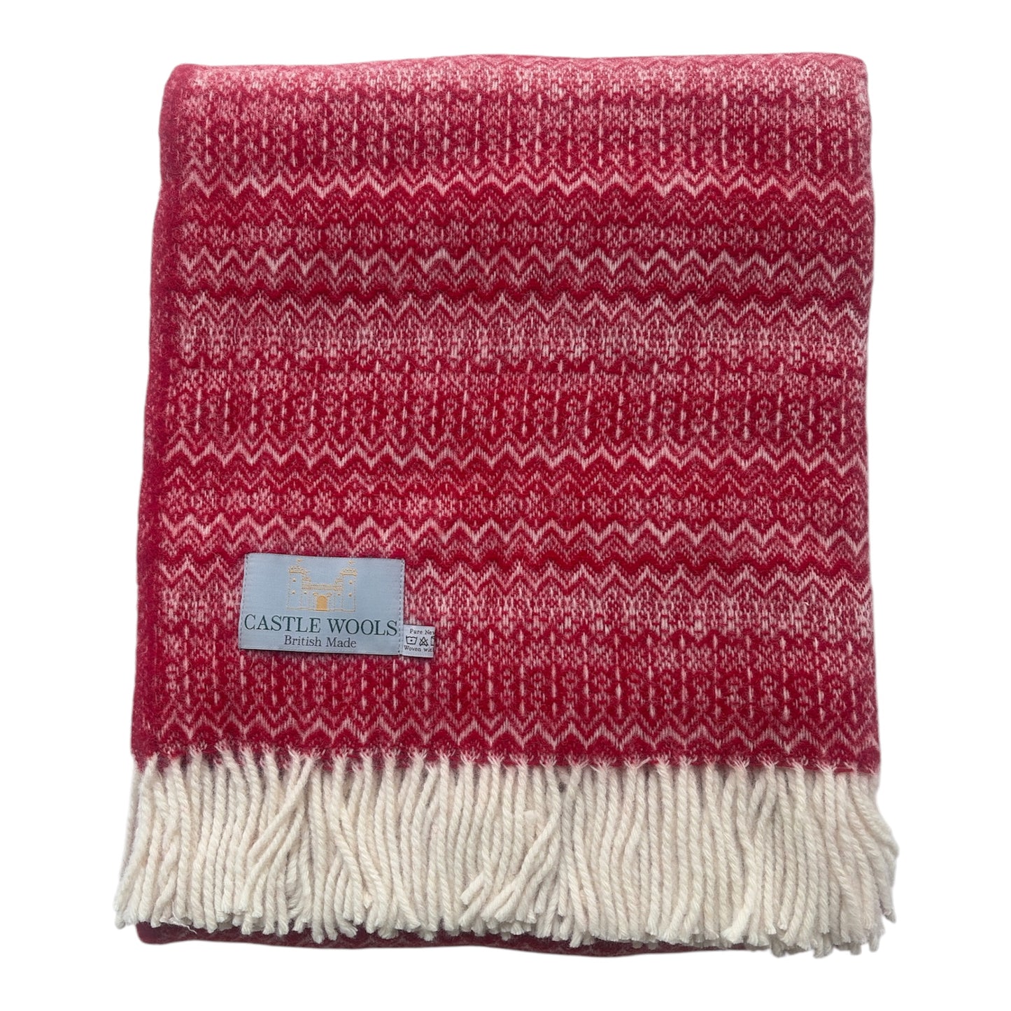 Red Fair Isles inspired X/L Wool Throw