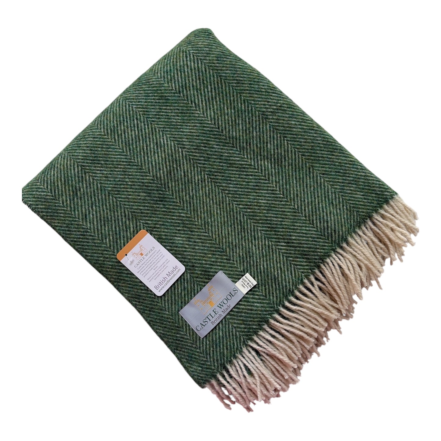 Grass Green Herringbone Wool Throw