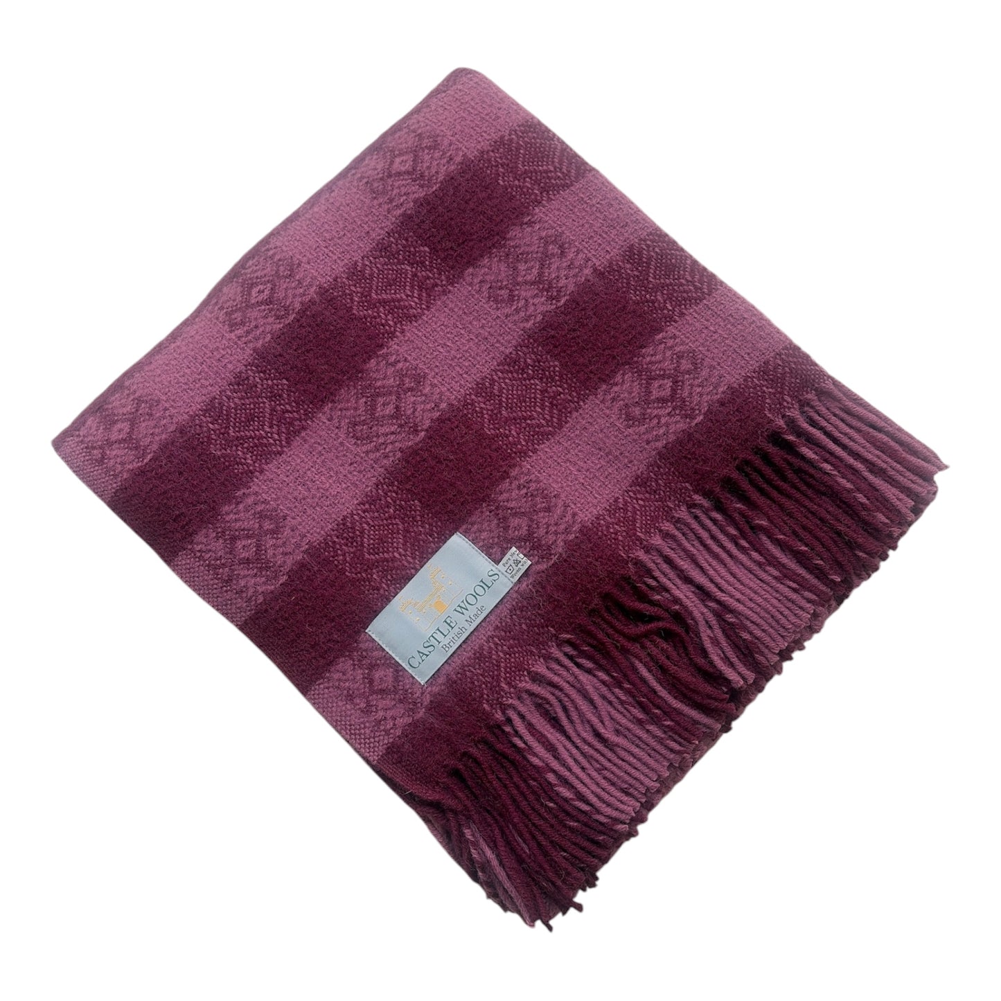 Bergundy and pink check Wool Throw