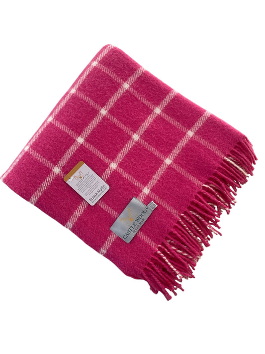 Pink and Cream Check Wool Throw
