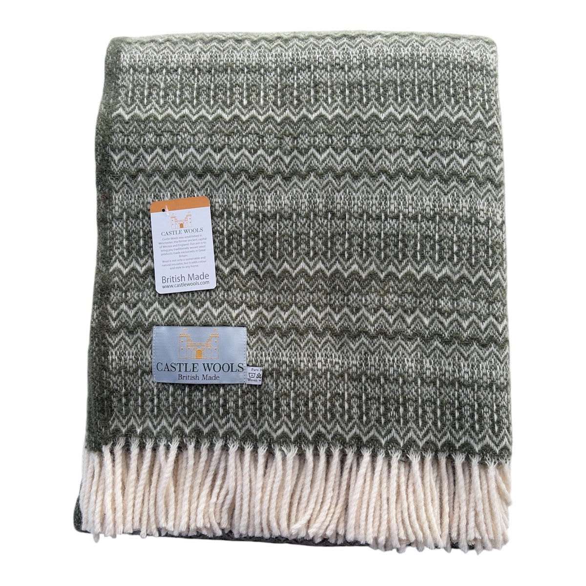 Sage Fair Isles inspired X/L Wool Throw