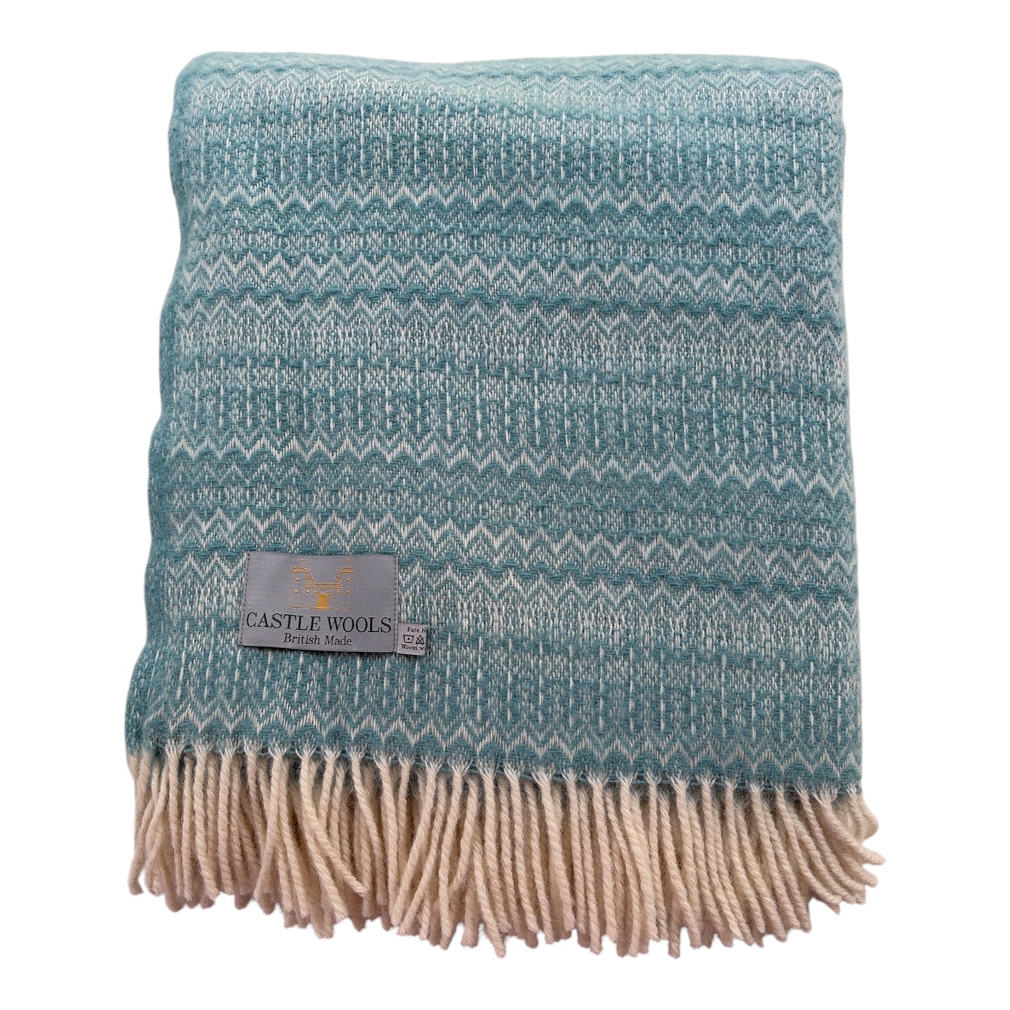 Spearmint Fair Isles inspired X/L Wool Throw