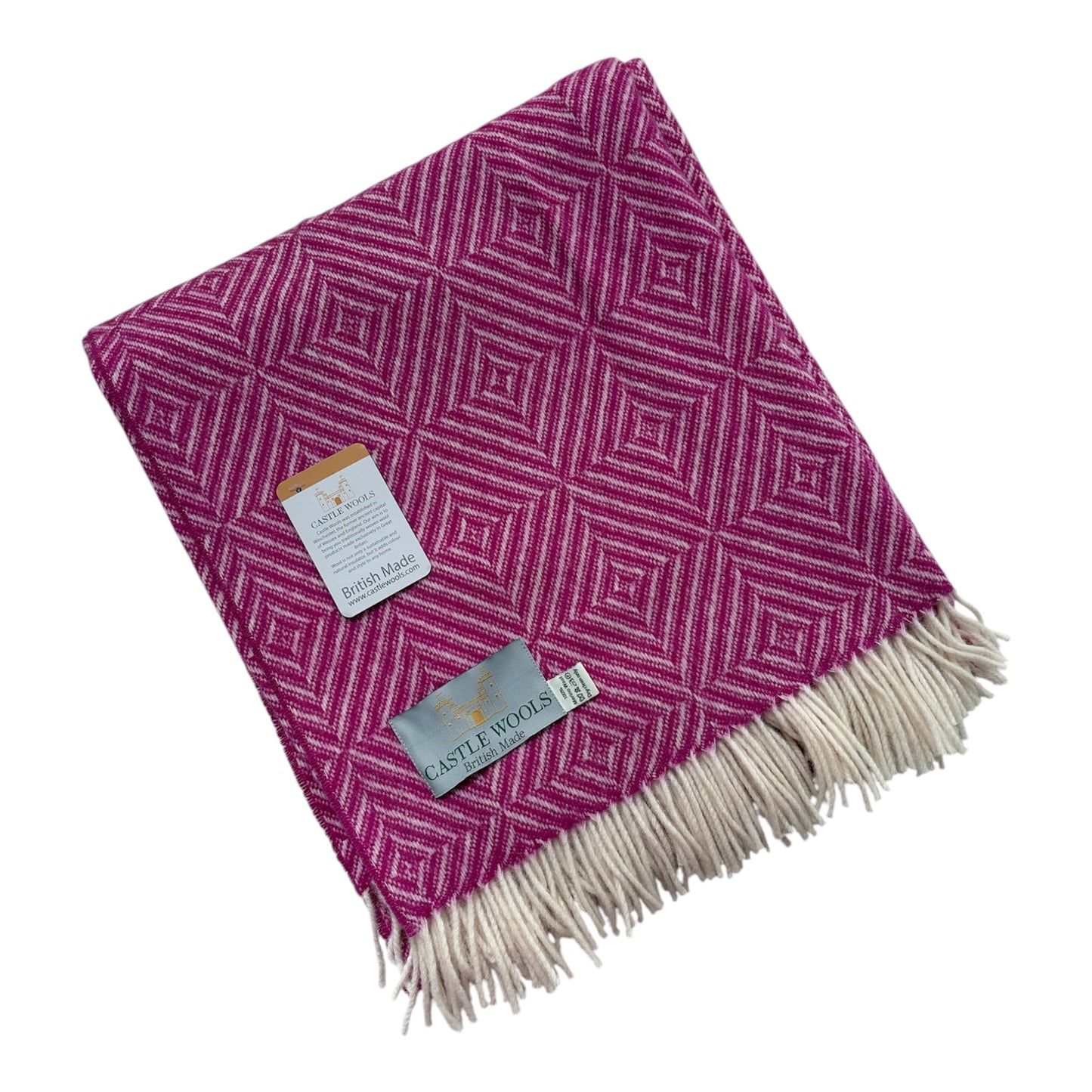 Diamond weave fuchsia Pure Merino Throw