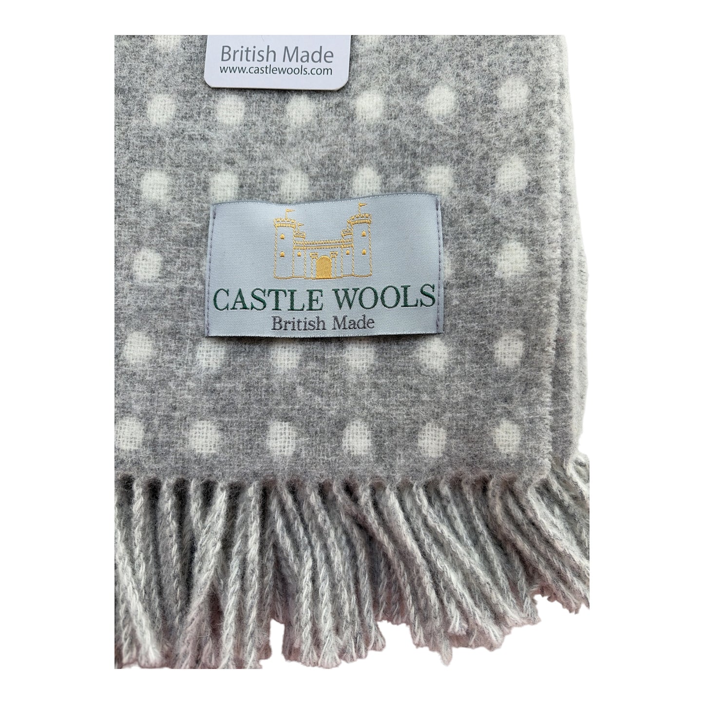 Polka Dot Silver Grey & Cream Merino Throw