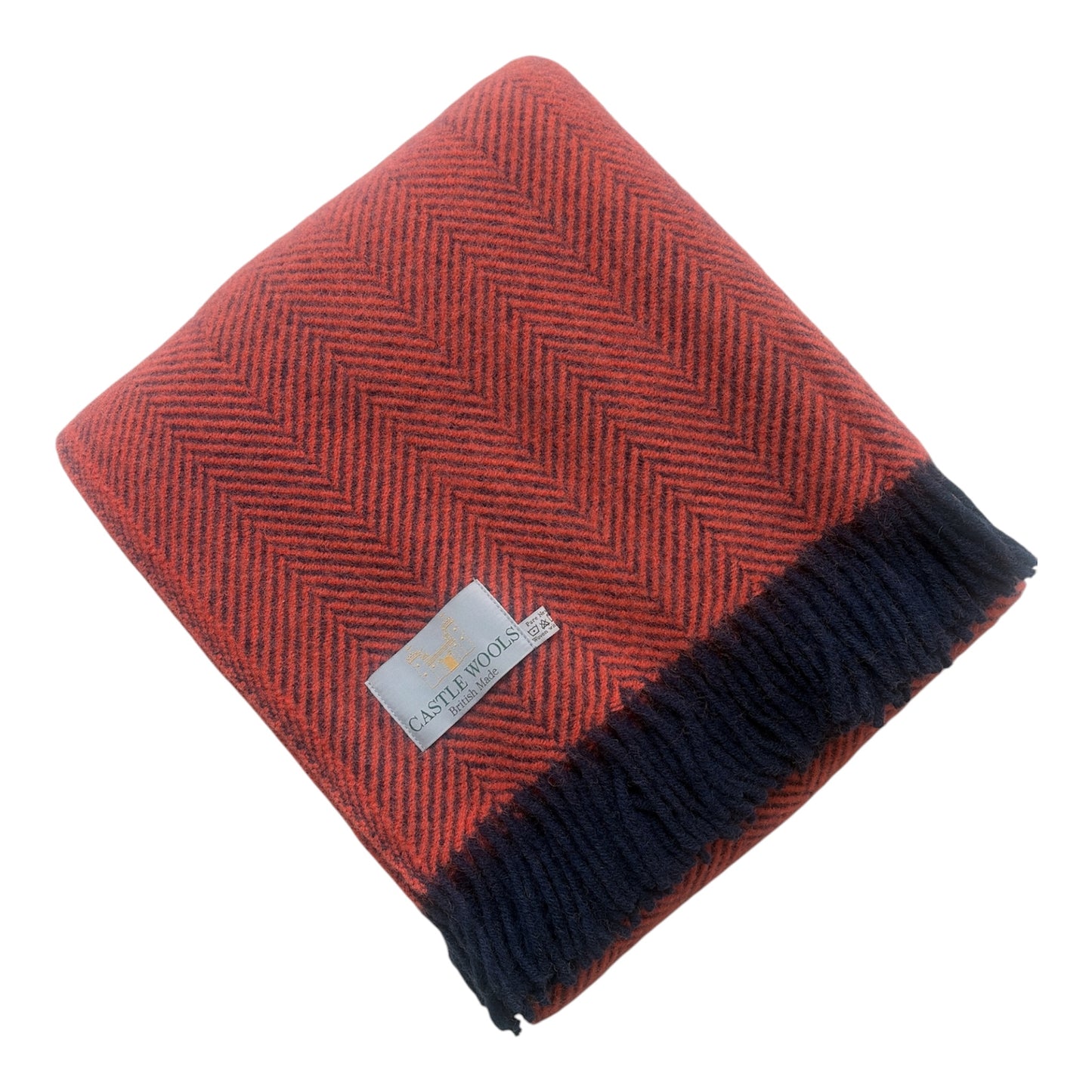 Navy & Flamingo Herringbone Throw