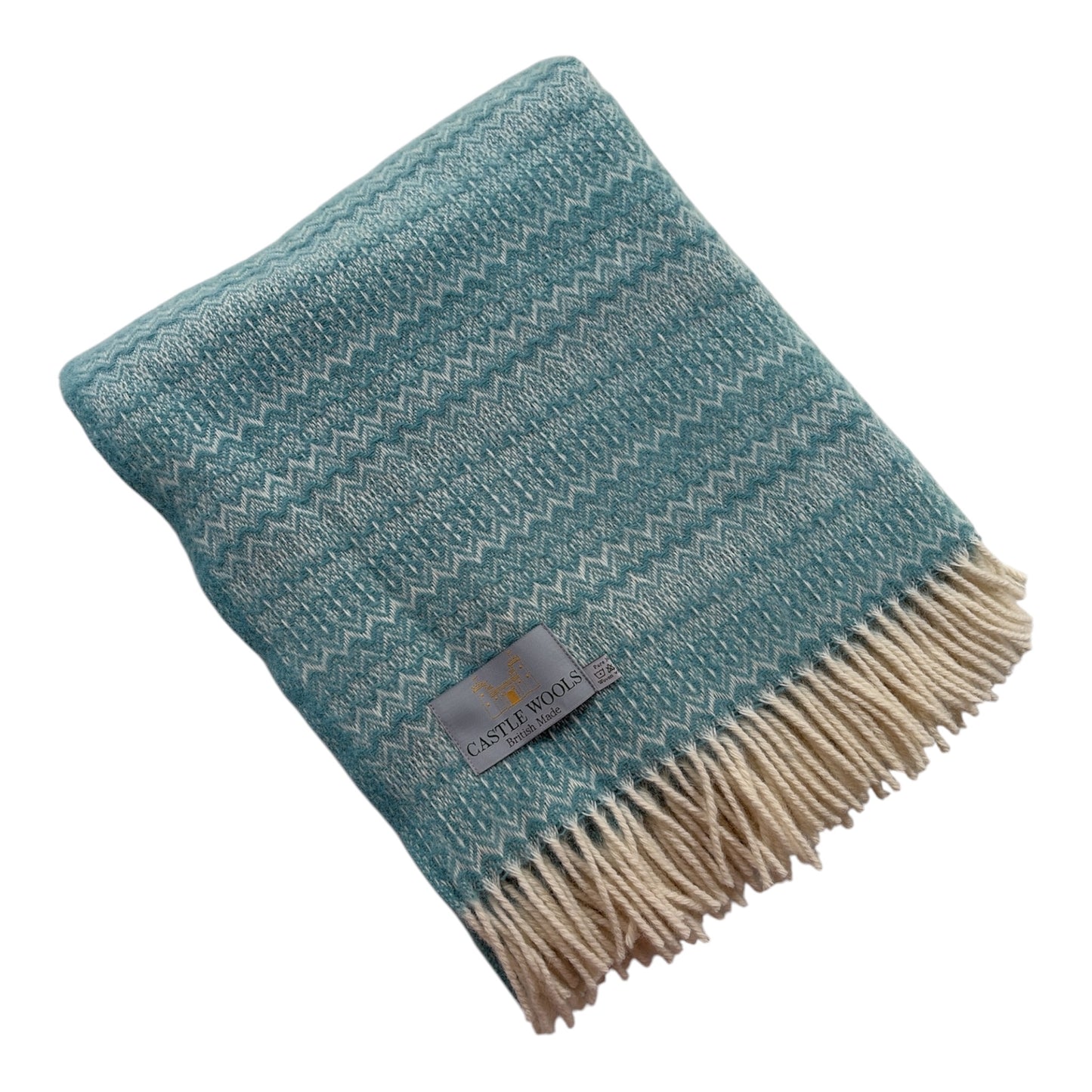 Spearmint Fair Isles inspired X/L Wool Throw