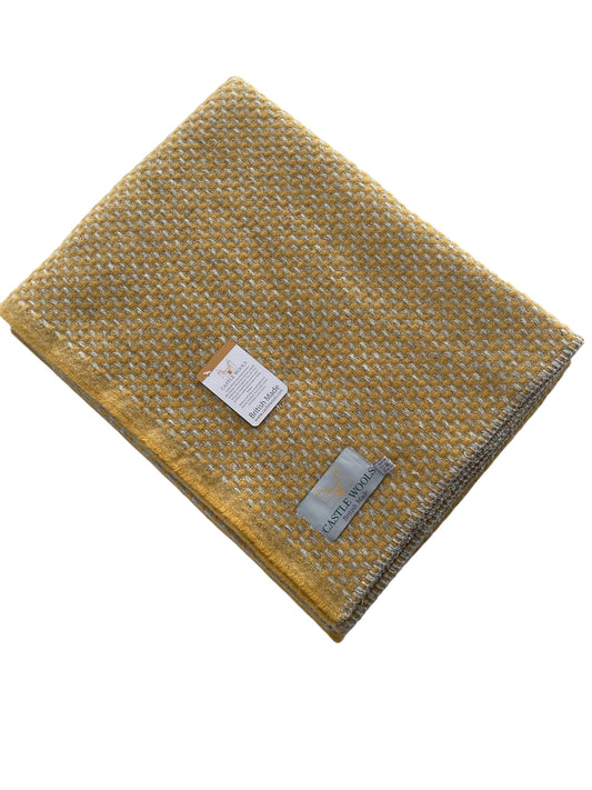 Mustard Yellow, Silver & Grey Wool Throw