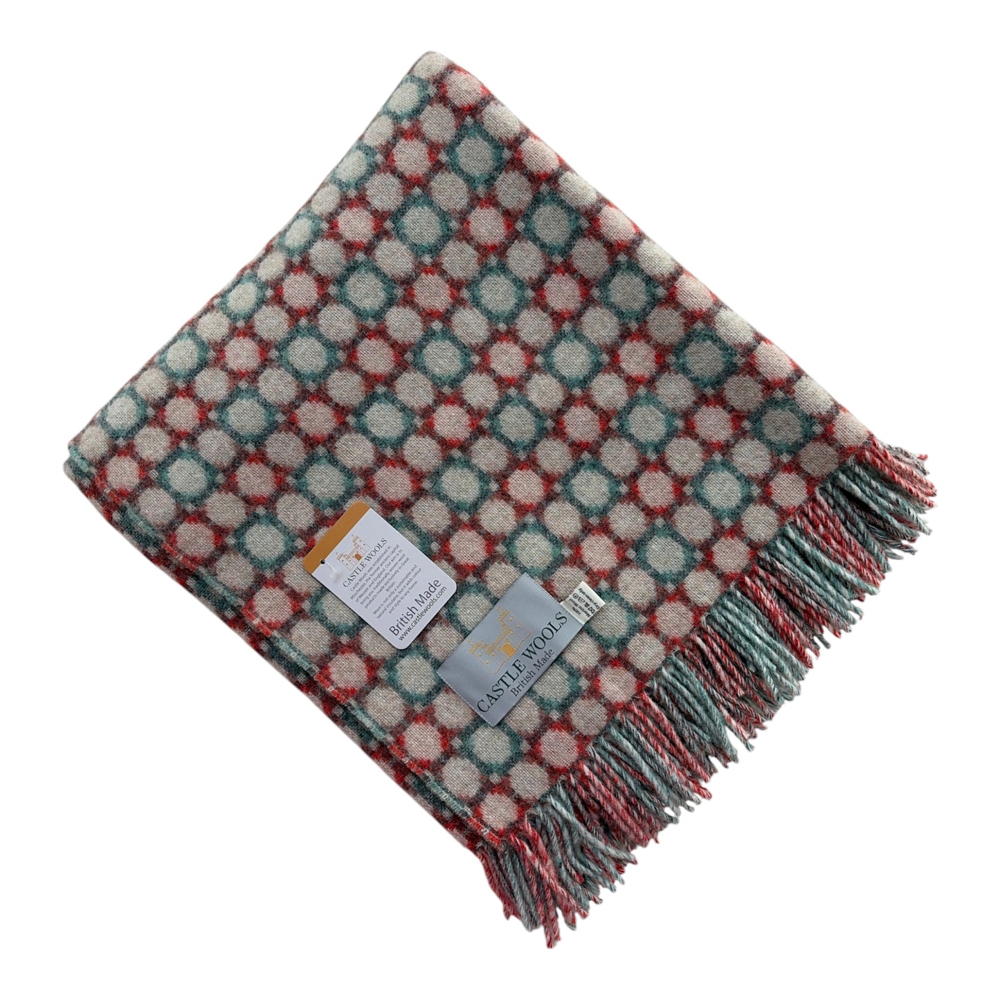 Coral and Mint pure Merino throw