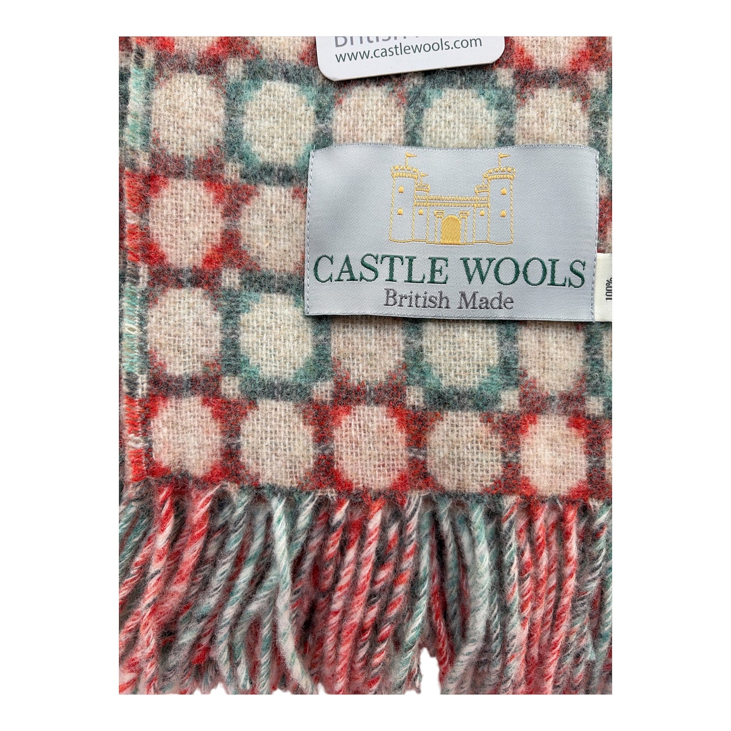 Coral and Mint pure Merino throw