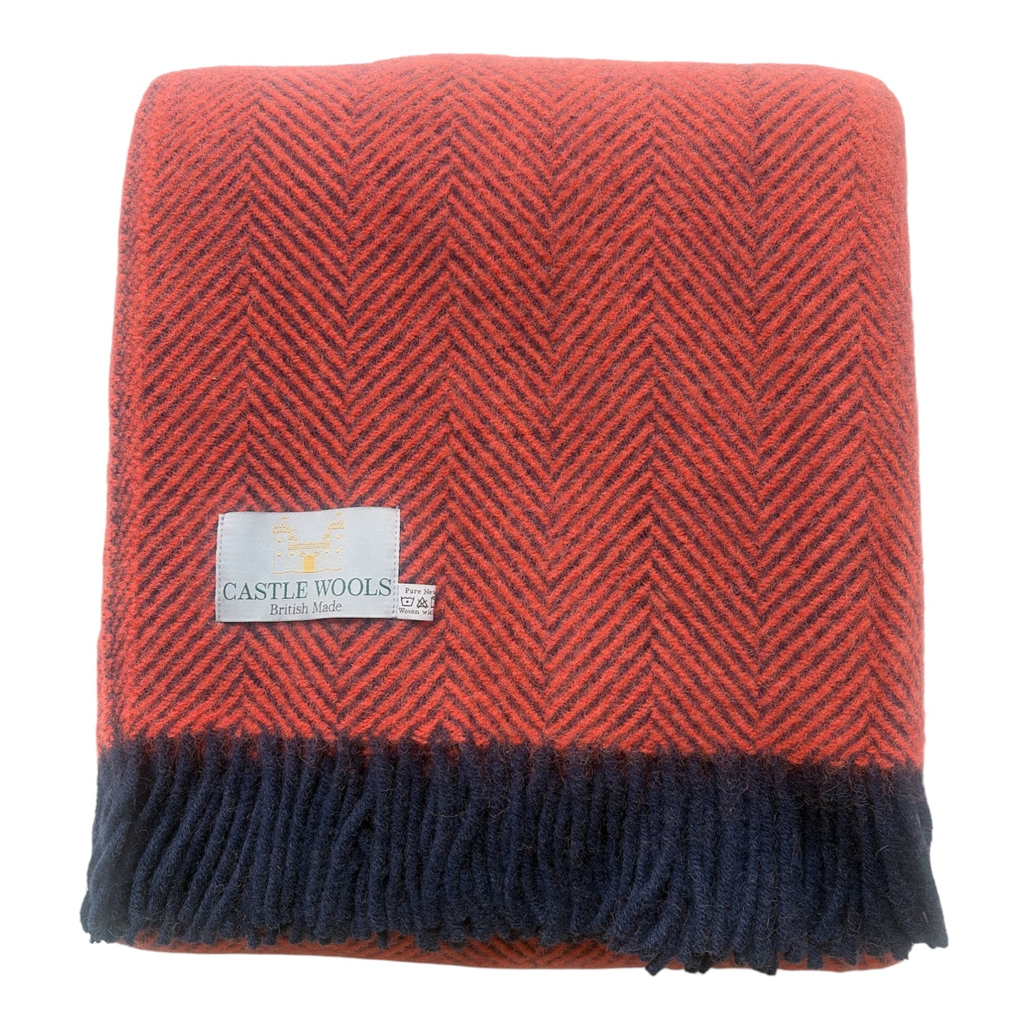 Navy & Flamingo Herringbone Throw