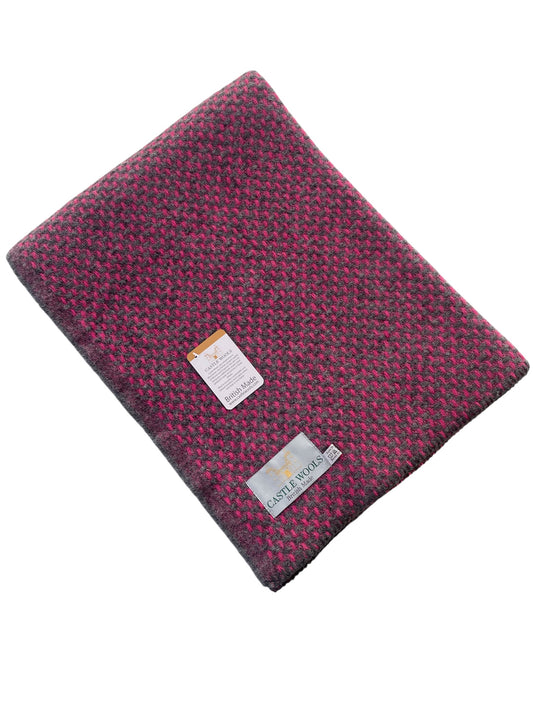 Pink, Slate Grey & Charcoal Wool Throw