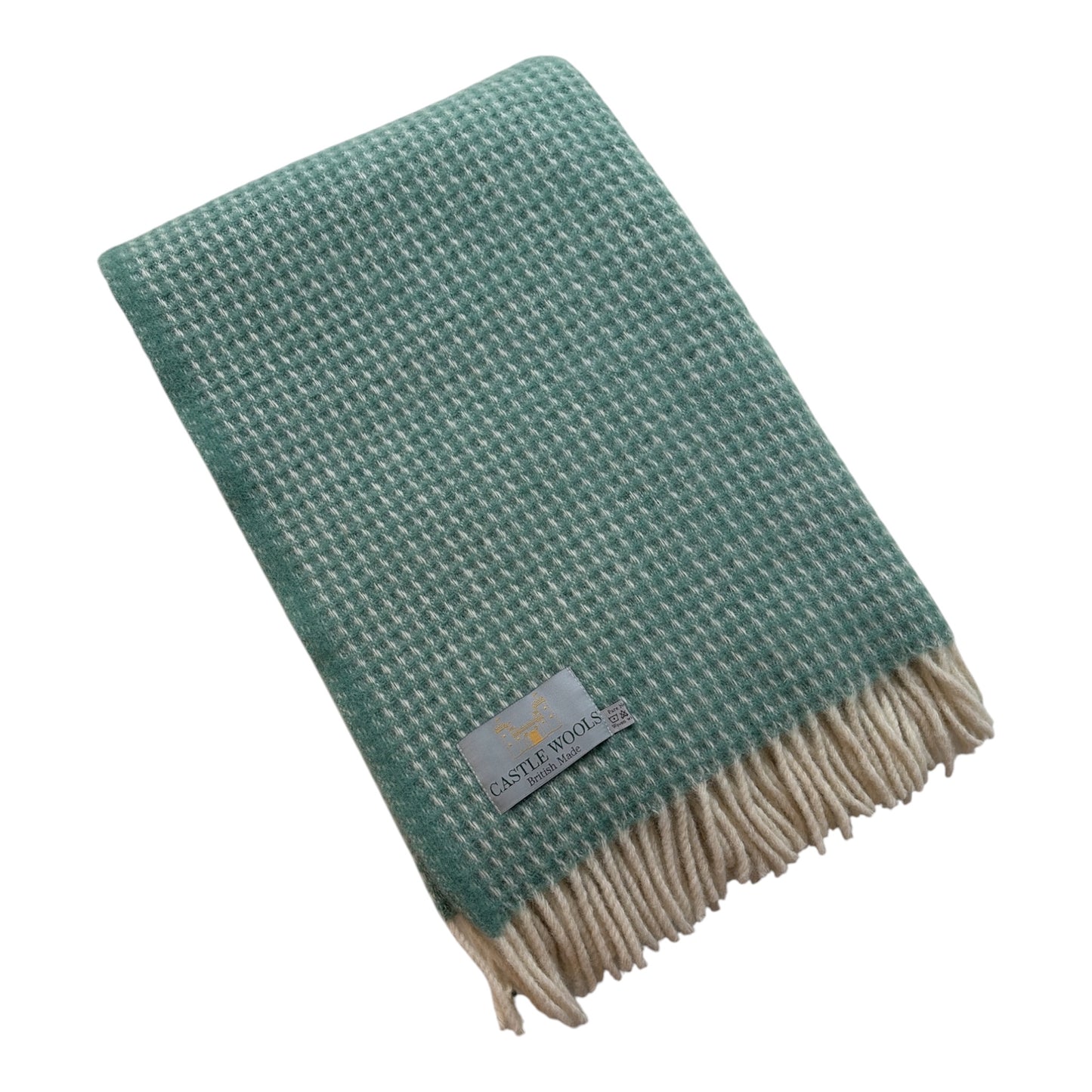 Sea Green Waffle Wool Throw