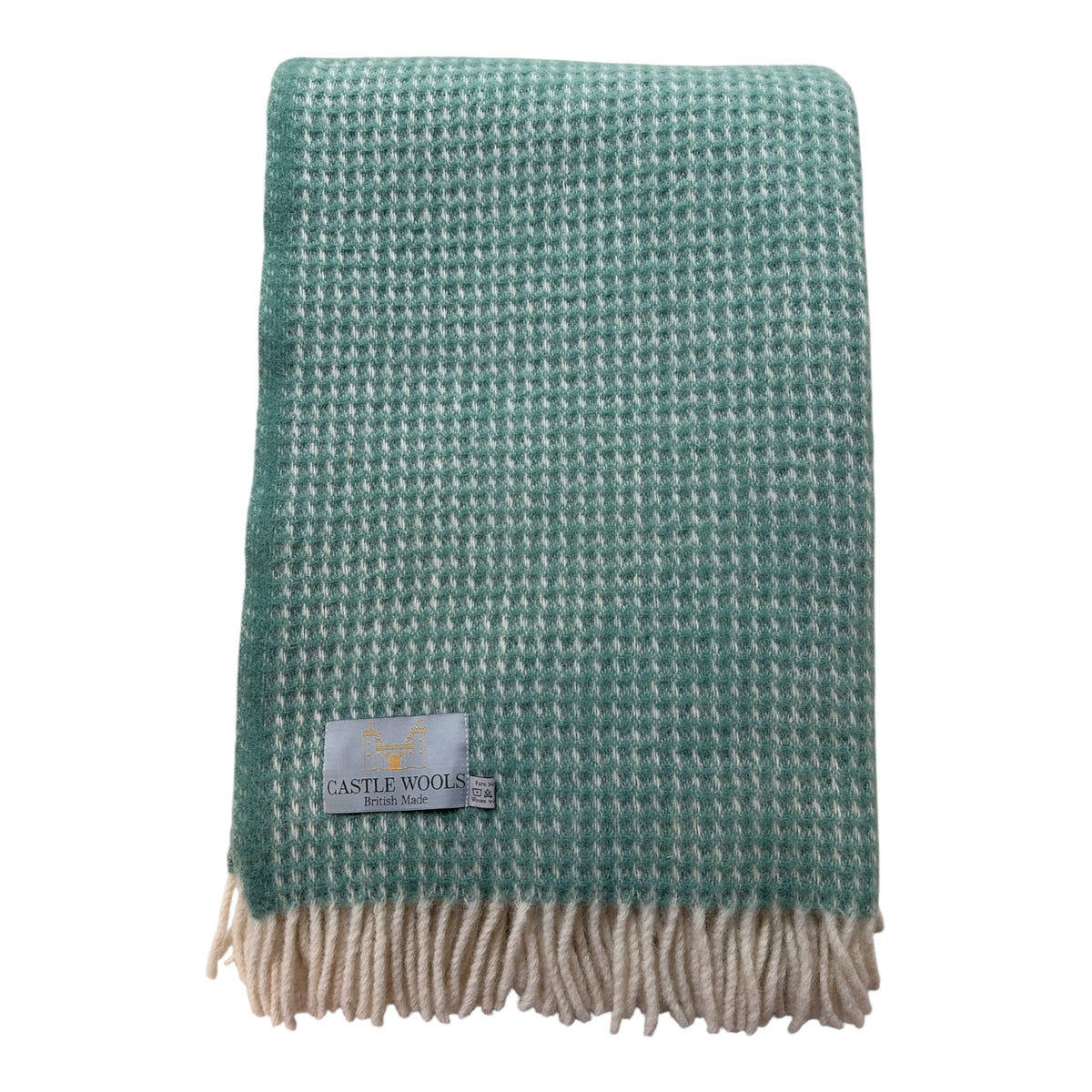 Sea Green Waffle Wool Throw